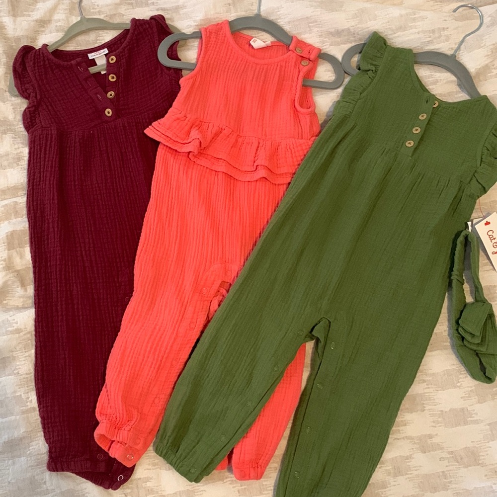 Cat & Jack 🆕 Jumpsuits Rompers Bundle Lot Set One Piece Outfit Button Pants